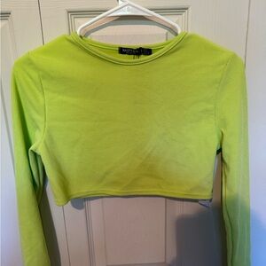 NEW WITH TAGS lime green long sleeve crop top